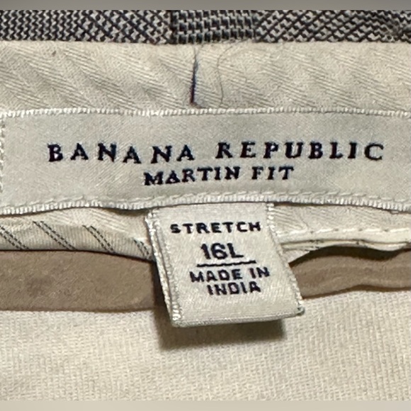 Banana Republic Martin Fit gray plaid cuffed wide leg trousers 16L - Picture 8 of 9